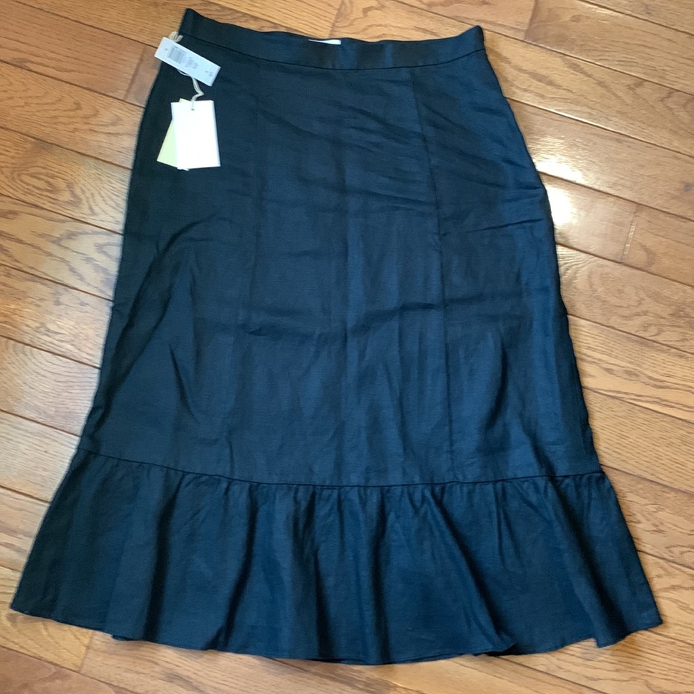 Aritzia Wilfred Chariot High-Waisted Black Linen Midi Skirt NWT - Picture 5 of 12